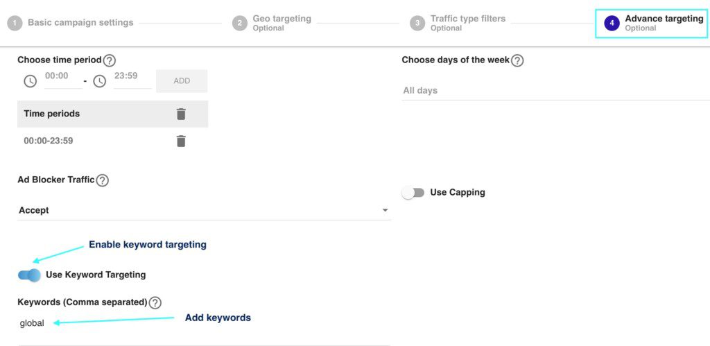 Keyword targeting
