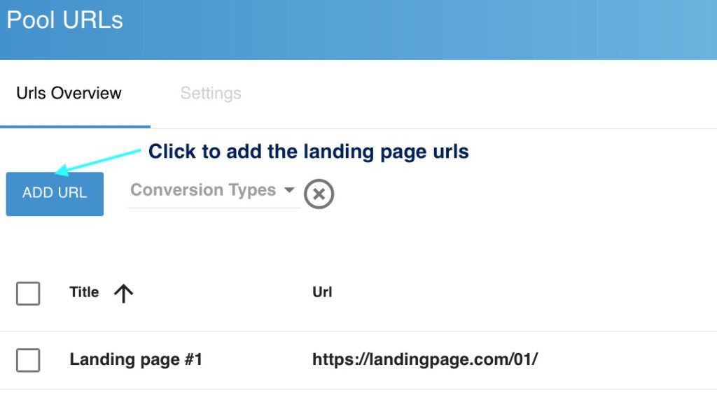 Add landing pages urls