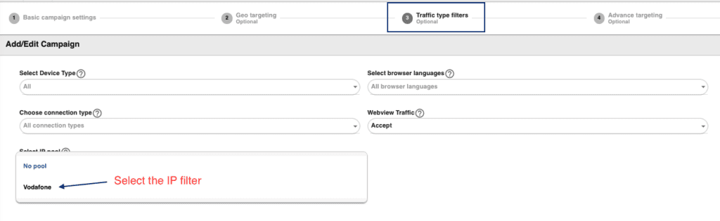 Select IP filter